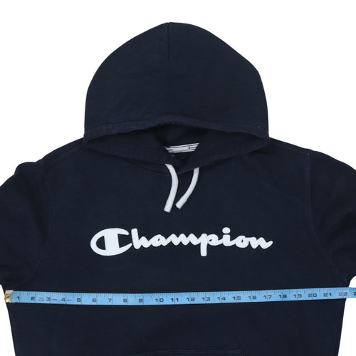 Champion Men's Blue Pullover Hoodie Medium Logo Fleece Sweatshirt