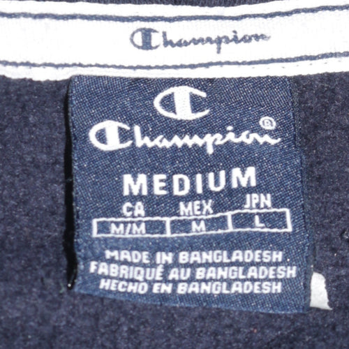 Champion Men's Blue Pullover Hoodie Medium Logo Fleece Sweatshirt