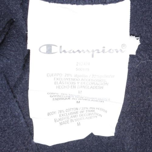 Champion Men's Blue Pullover Hoodie Medium Logo Fleece Sweatshirt