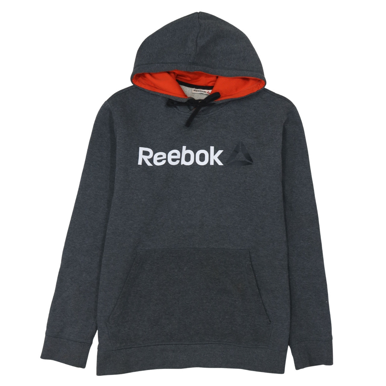 Reebok Men's Grey Hoodie L Pullover Logo Cotton Blend Warm Sweatshirt