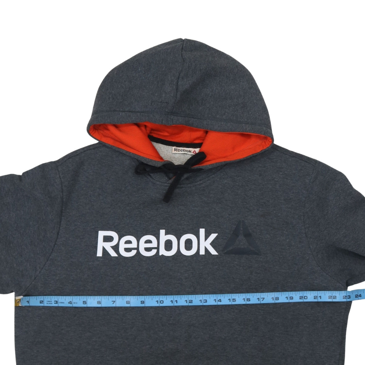 Reebok Men's Grey Hoodie L Pullover Logo Cotton Blend Warm Sweatshirt