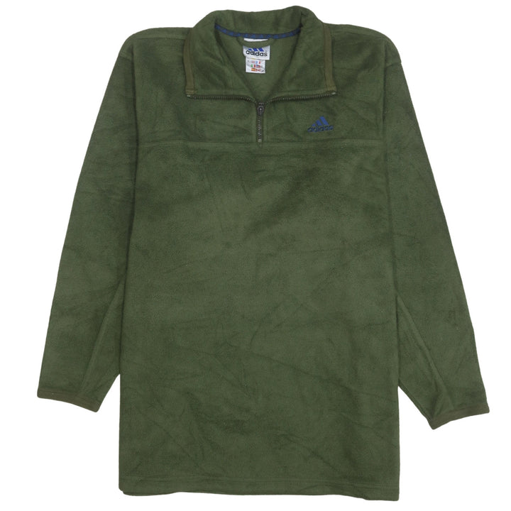 Adidas Men's Green Fleece 1/4 Zip Pullover Sweatshirt M