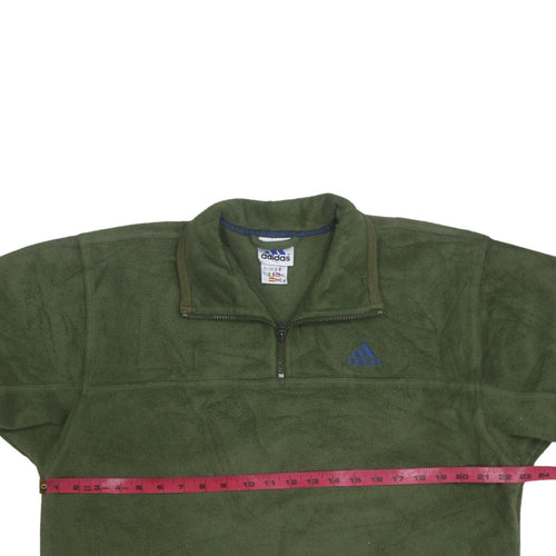 Adidas Men's Green Fleece 1/4 Zip Pullover Sweatshirt M
