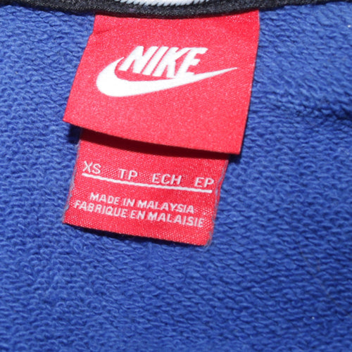 Nike Men's Blue XS Full Zip Cotton Hoodie with Logo
