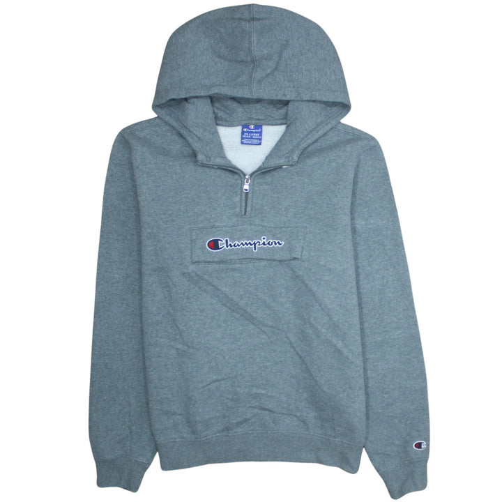 Champion Boys Grey 2XL Pullover Fleece Hoodie with Logo and Zip Detail