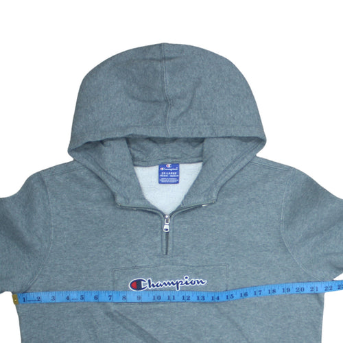 Champion Boys Grey 2XL Pullover Fleece Hoodie with Logo and Zip Detail