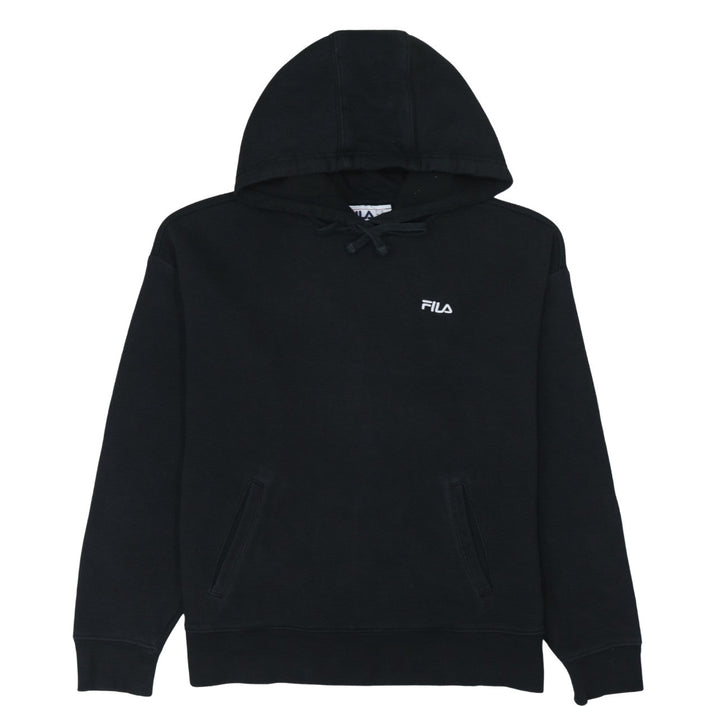 Fila Women Black Pullover Hoodie Medium Cotton Blend Casual