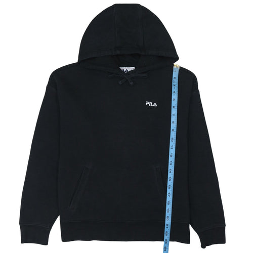 Fila Women Black Pullover Hoodie Medium Cotton Blend Casual