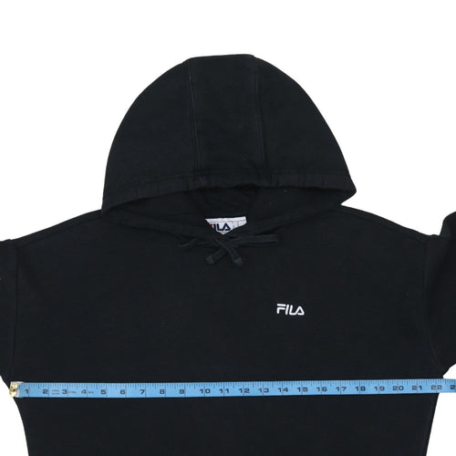 Fila Women Black Pullover Hoodie Medium Cotton Blend Casual