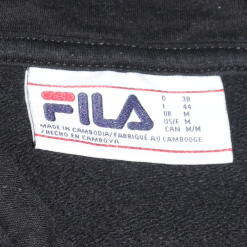 Fila Women Black Pullover Hoodie Medium Cotton Blend Casual