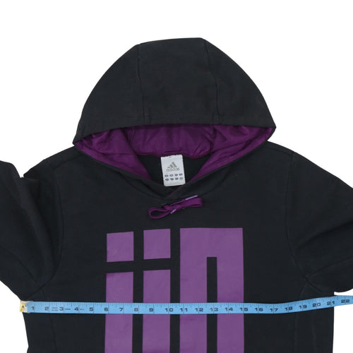Adidas Men's Black Purple Pullover Hoodie Graphic Print Size M