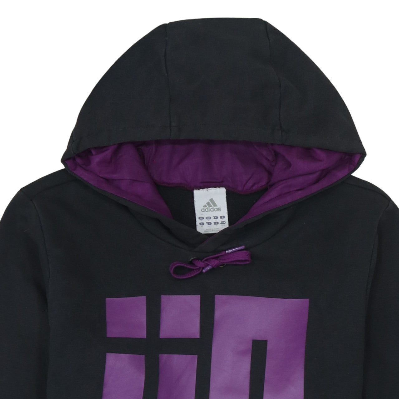Adidas Men's Black Purple Pullover Hoodie Graphic Print Size M