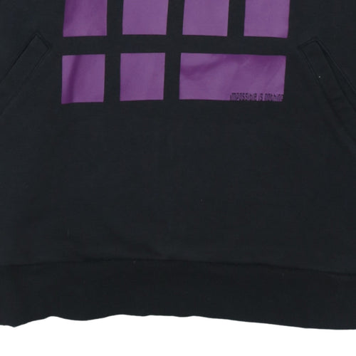 Adidas Men's Black Purple Pullover Hoodie Graphic Print Size M