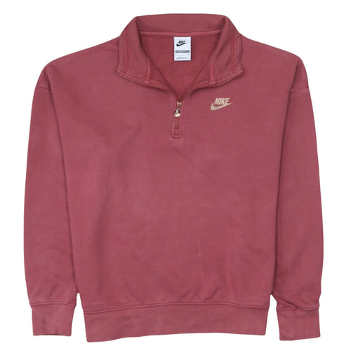 Nike Womens Pink 1/4 Zip Oversized Sweatshirt S Cotton Blend
