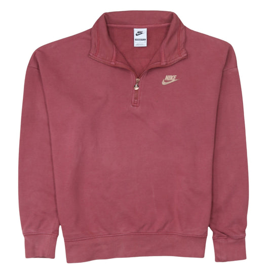 Nike Womens Pink 1/4 Zip Oversized Sweatshirt S Cotton Blend