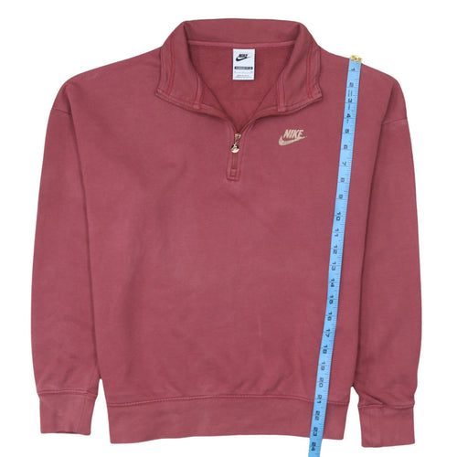Nike Womens Pink 1/4 Zip Oversized Sweatshirt S Cotton Blend