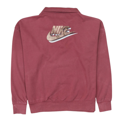 Nike Womens Pink 1/4 Zip Oversized Sweatshirt S Cotton Blend