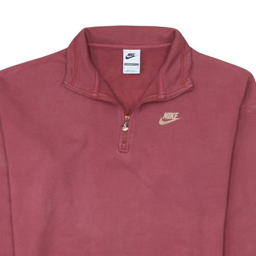 Nike Womens Pink 1/4 Zip Oversized Sweatshirt S Cotton Blend