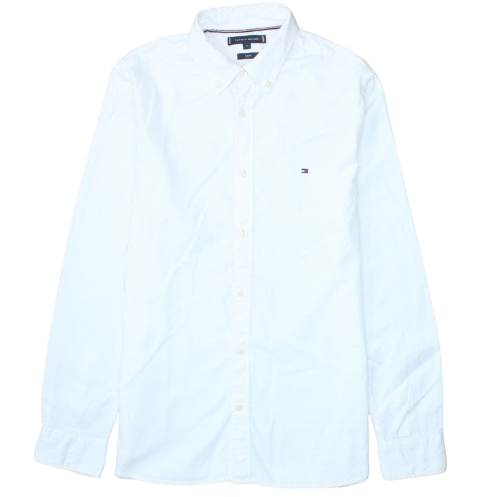 Tommy Hilfiger Men's White Slim Fit Long Sleeve Cotton Shirt M