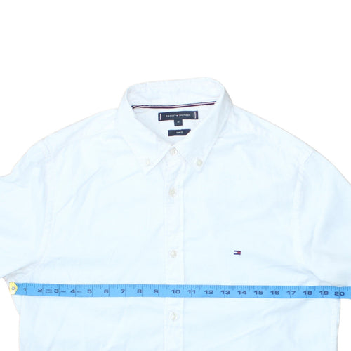 Tommy Hilfiger Men's White Slim Fit Long Sleeve Cotton Shirt M