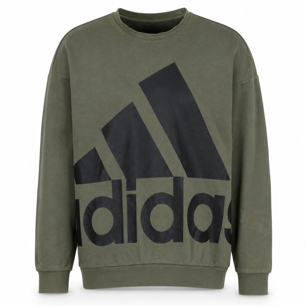Front view of Adidas Men’s Green Logo Pullover Sweatshirt, size M