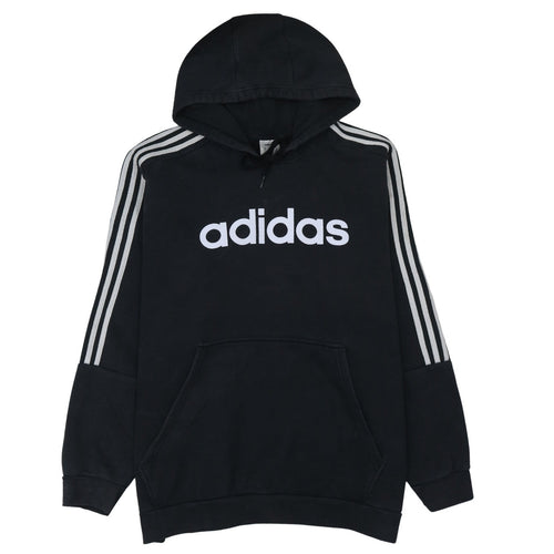 Adidas Mens Black 2XL Pullover Hoodie with Logo and Pockets
