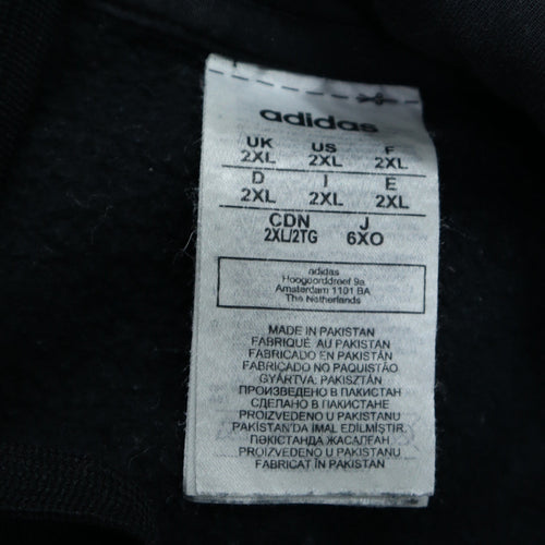 Adidas Mens Black 2XL Pullover Hoodie with Logo and Pockets