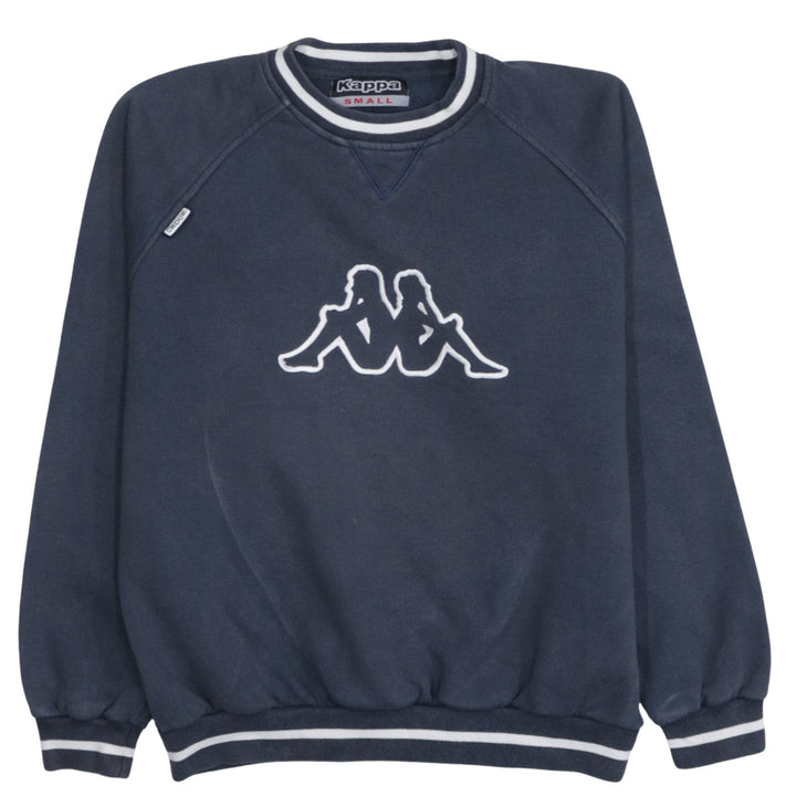 Kappa Men Blue Logo Pullover Sweatshirt Small Crew Neck