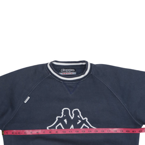 Kappa Men Blue Logo Pullover Sweatshirt Small Crew Neck