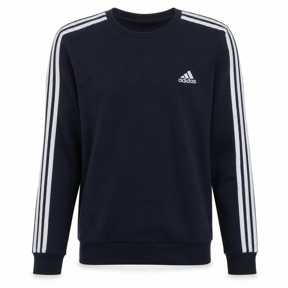 Front view of Adidas Men's Blue Pullover Sweatshirt Medium Crew Neck Fleece