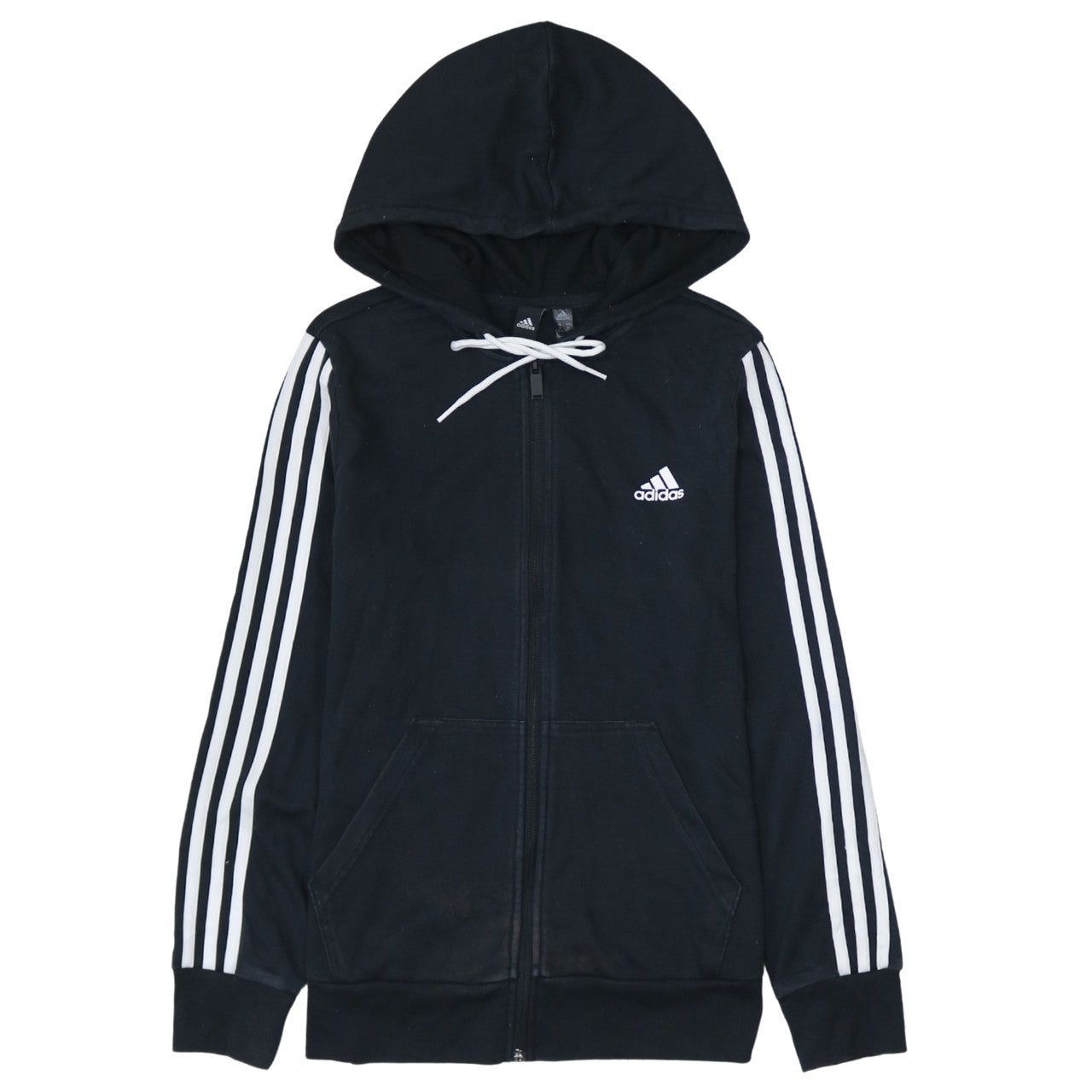 Adidas Women Black Full Zip Hoodie Medium UK 12-14 Cotton Blend