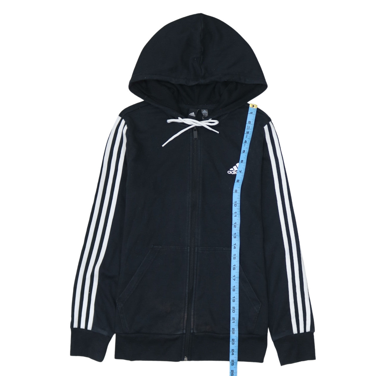 Adidas Women Black Full Zip Hoodie Medium UK 12-14 Cotton Blend