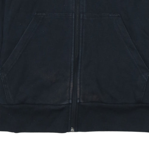 Adidas Women Black Full Zip Hoodie Medium UK 12-14 Cotton Blend