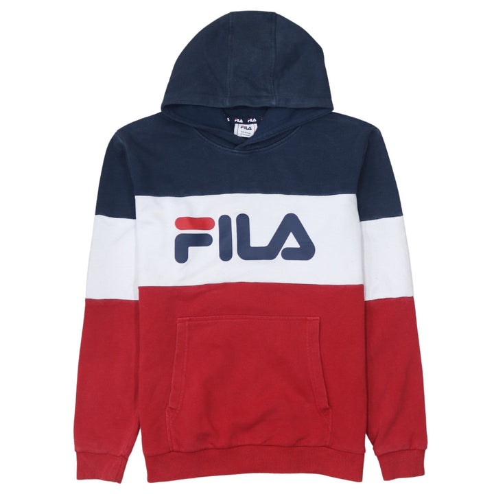 Fila Boys Red White Blue Pullover Hoodie 13-14 Years Cotton Blend Colourblock