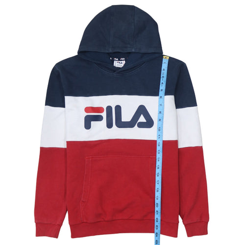 Fila Boys Red White Blue Pullover Hoodie 13-14 Years Cotton Blend Colourblock
