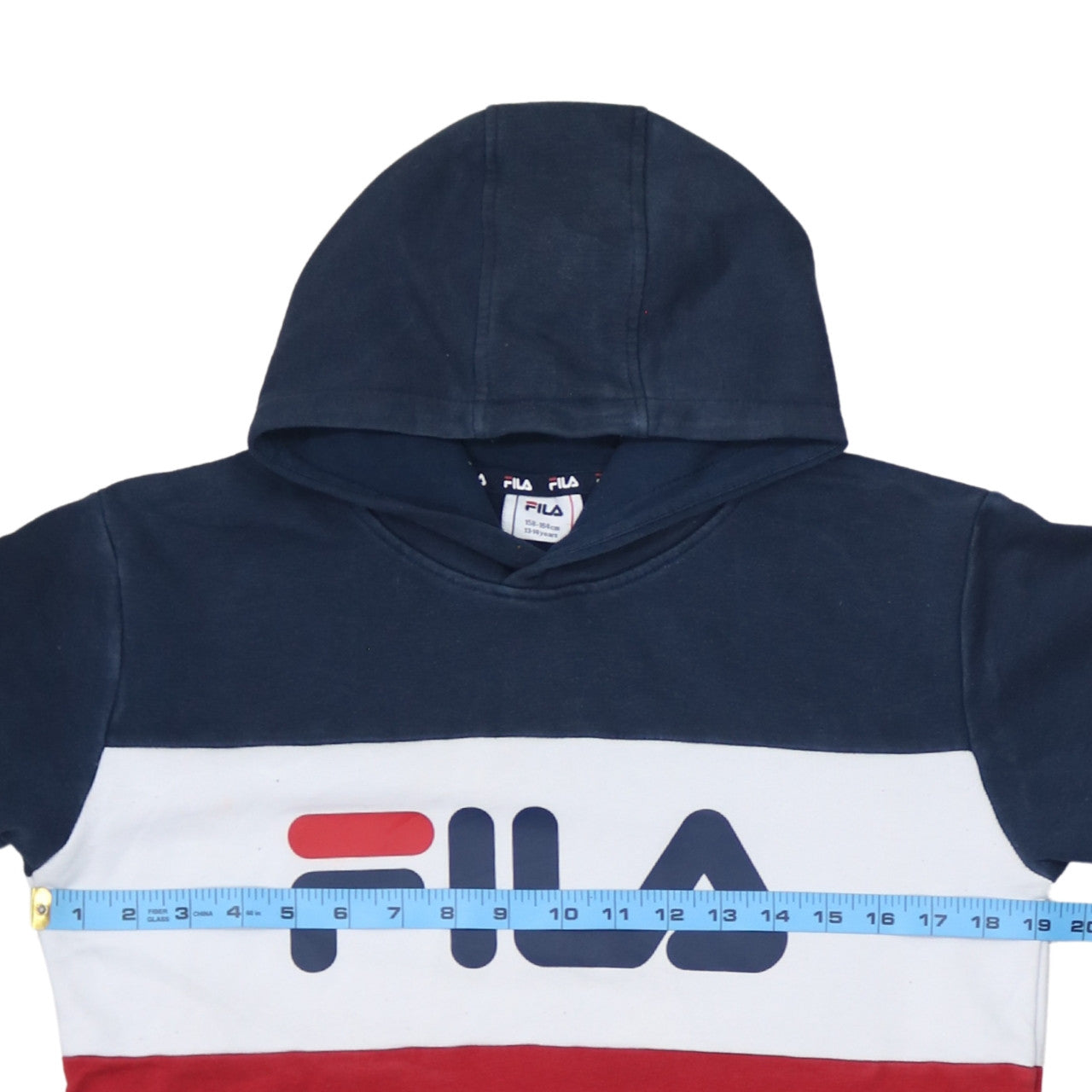 Fila Boys Red White Blue Pullover Hoodie 13-14 Years Cotton Blend Colourblock