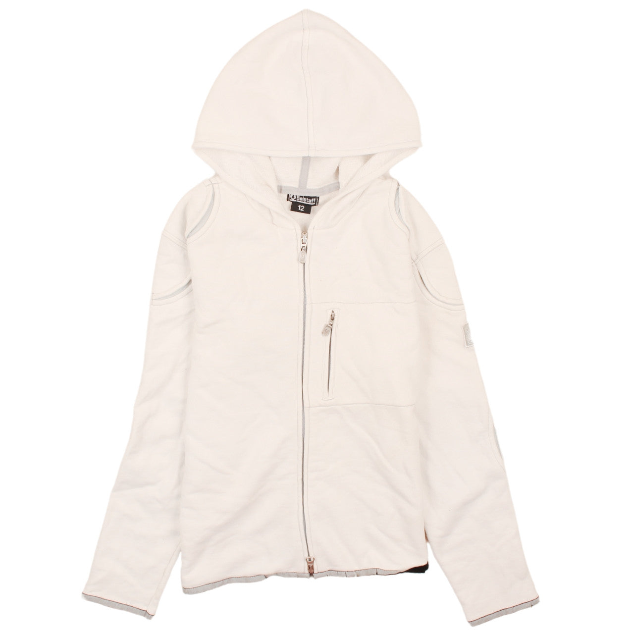 Belstaff Women White Size 12 Full Zip Logo Hoodie