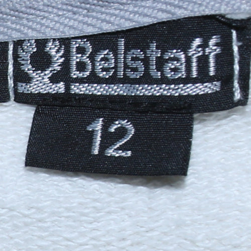 Belstaff Women White Size 12 Full Zip Logo Hoodie