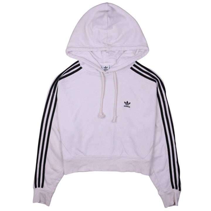 Adidas Women’s White Hoodie XS Cotton Blend 3-Stripes Pullover