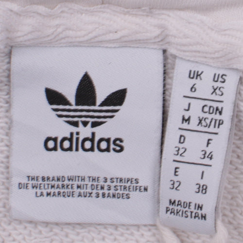 Adidas Women’s White Hoodie XS Cotton Blend 3-Stripes Pullover