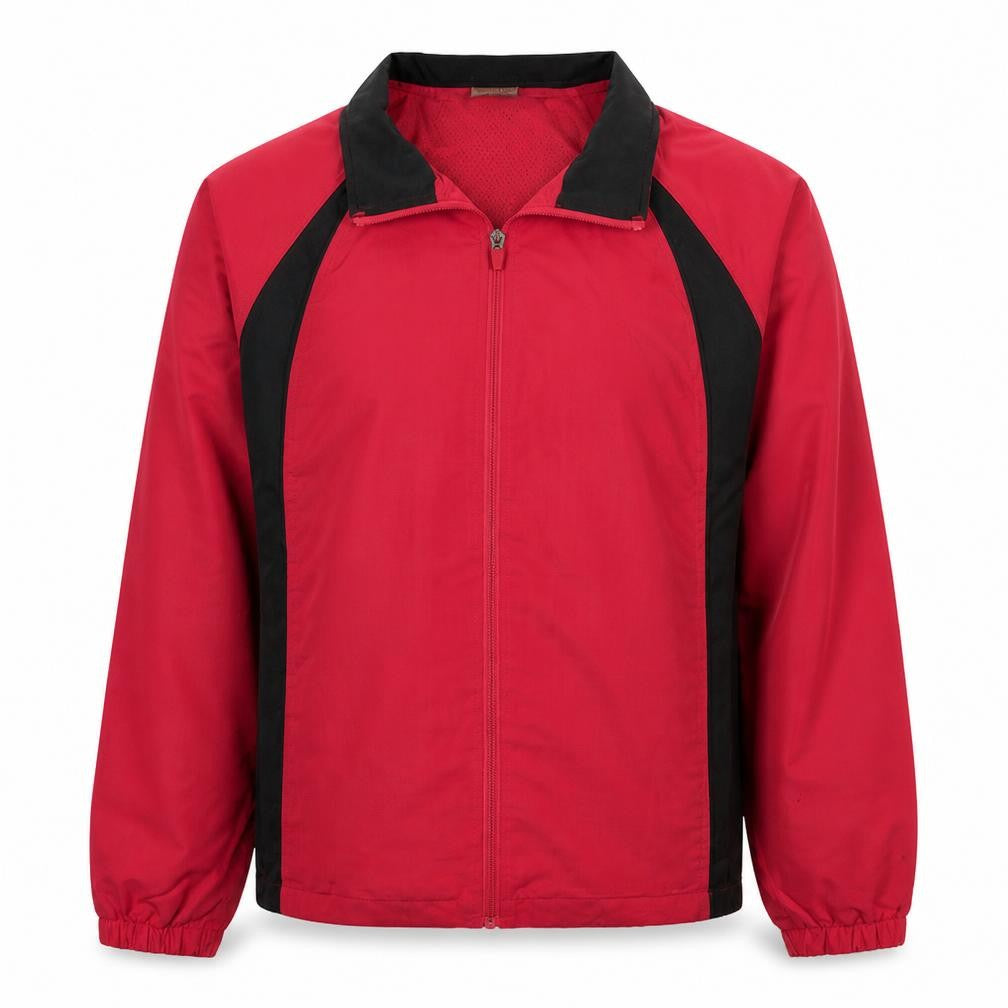 Front view of Danskin women’s red xl lightweight full zip windbreaker jacket