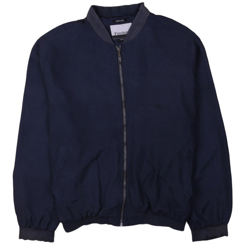 Firethorn Men’s Blue Silk Bomber Jacket L Casual Full Zip