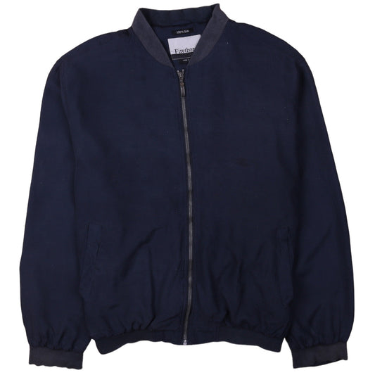 Firethorn Men’s Blue Silk Bomber Jacket L Casual Full Zip