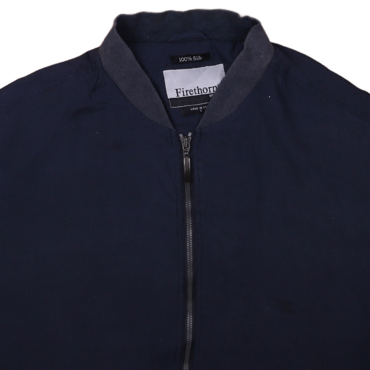 Firethorn Men’s Blue Silk Bomber Jacket L Casual Full Zip