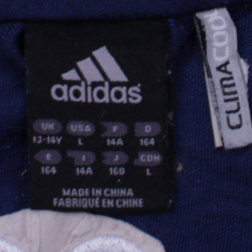 Adidas Boys Blue Football Track Jacket Size 13-14 Years Full Zip