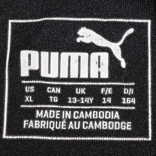 Puma Boys Black 13-14 Years Crew Neck Active T-Shirt