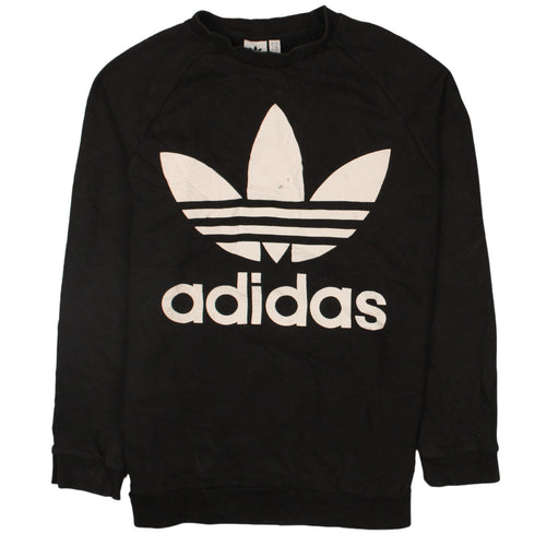 Adidas Womens Black Crew Neck Pullover Sweatshirt Size 14