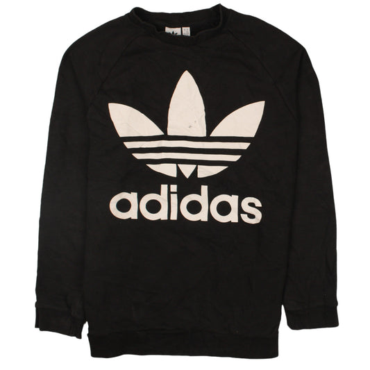 Adidas Womens Black Crew Neck Pullover Sweatshirt Size 14