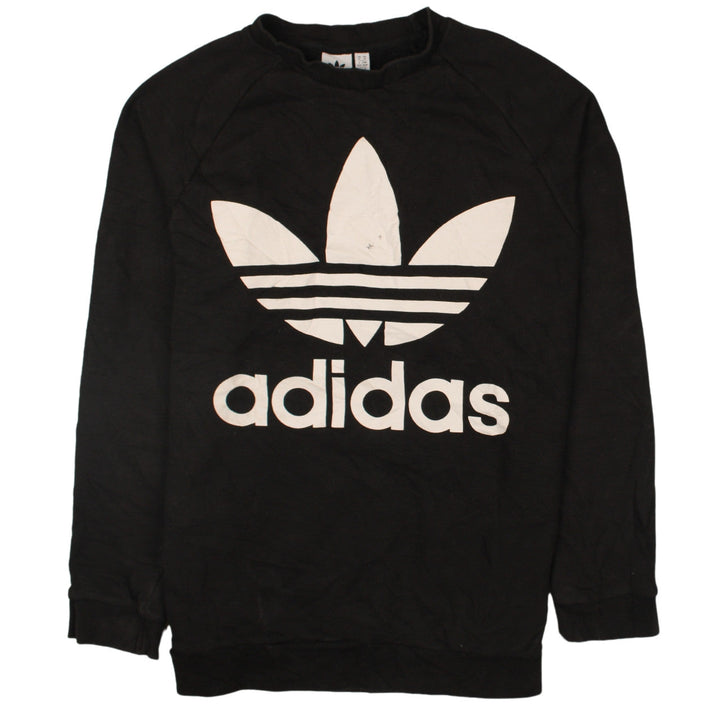 Adidas Womens Black Crew Neck Pullover Sweatshirt Size 14
