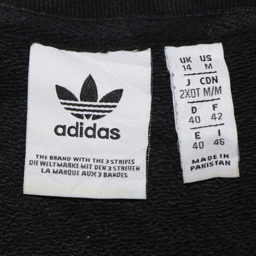 Adidas Womens Black Crew Neck Pullover Sweatshirt Size 14